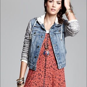 Brand New Denim Knit Jacket with Hood